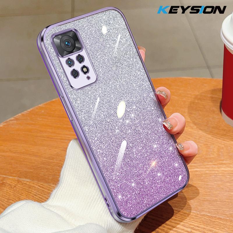 KEYSION Luxury Plating Glitter Phone Case for Redmi Note 11 Pro 11S 5G 11 Pro+ 5G Transparent Soft TPU Shockproof Cover