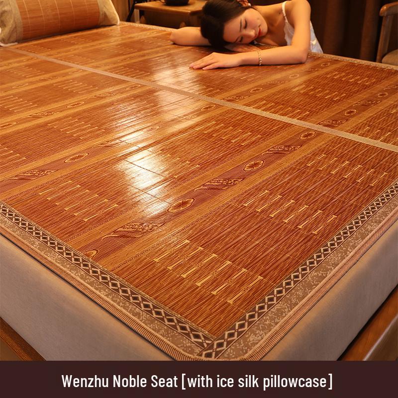 Bamboo Zi Mei Double-Sided Foldable Ice Silk Summer Mat for Dorms - Suitable for Winter and Summer Use with Free Shipping