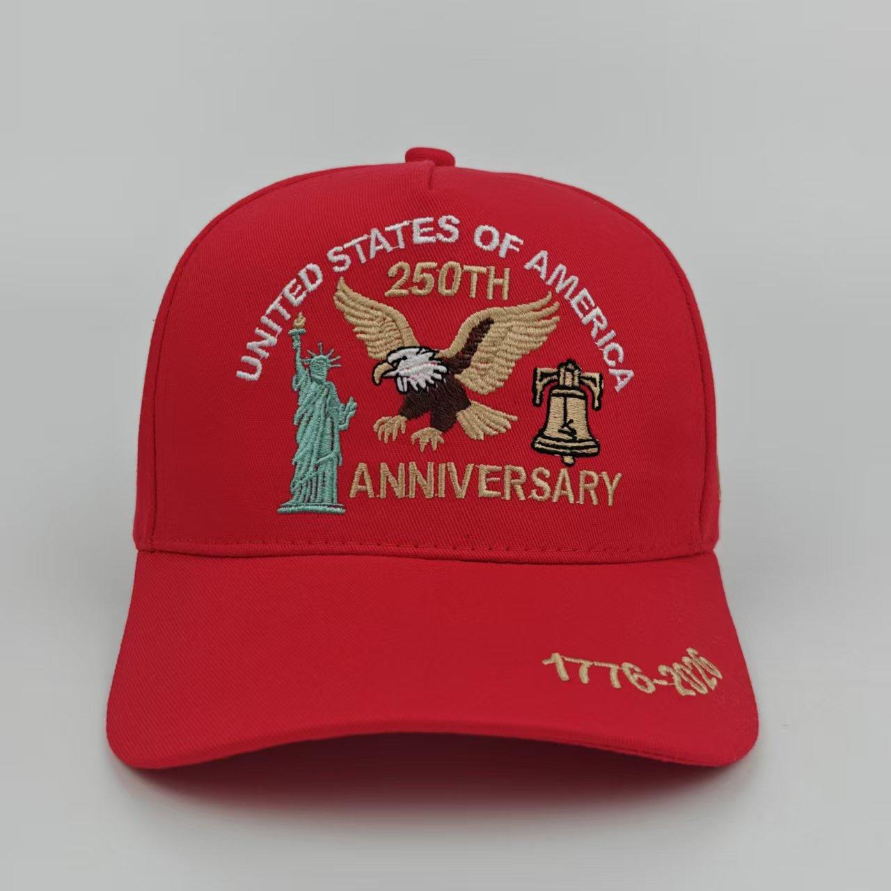 

USA 250th Anniversary Cap: Embroidered Statue of Liberty, Eagle & Bell Design - Honor American History, Perfect for Memorial Eve Adjustable красный