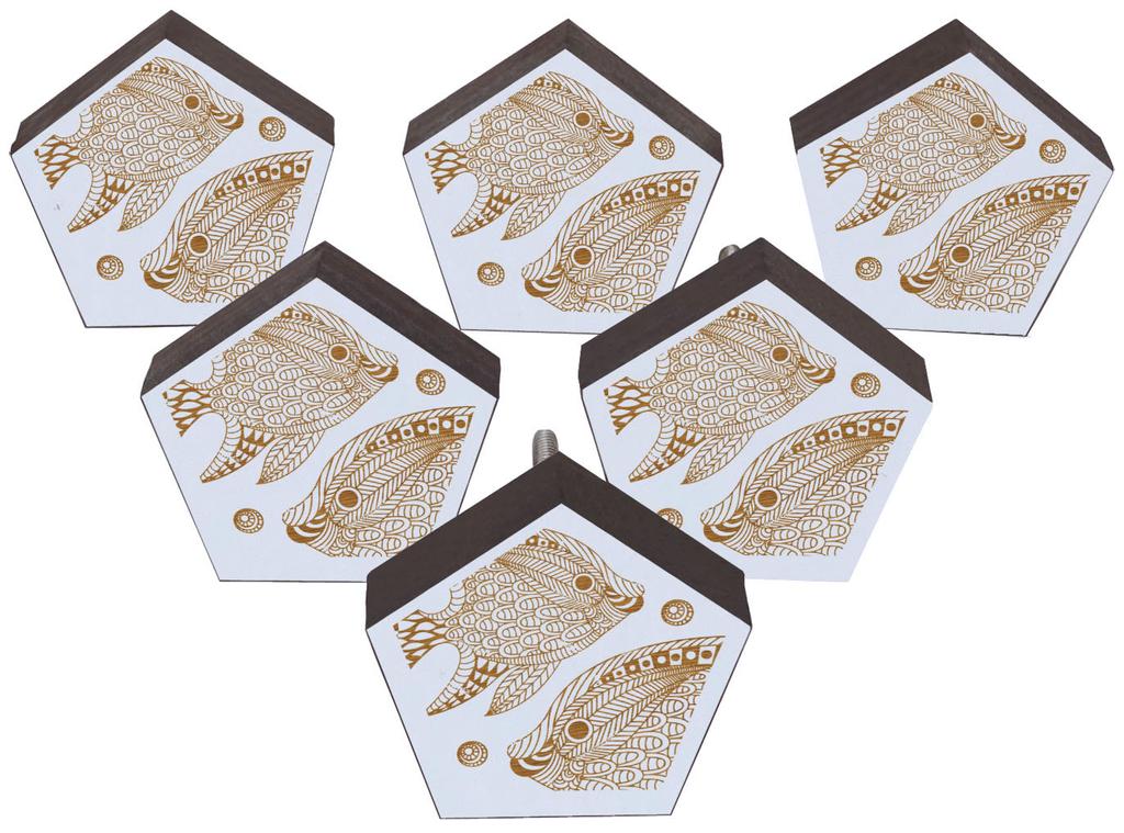 IBA Indianbeautifulart Braun Gravierte Knöpfe Packung mit 10 Hölzernen Schranktürknöpfen Schublade