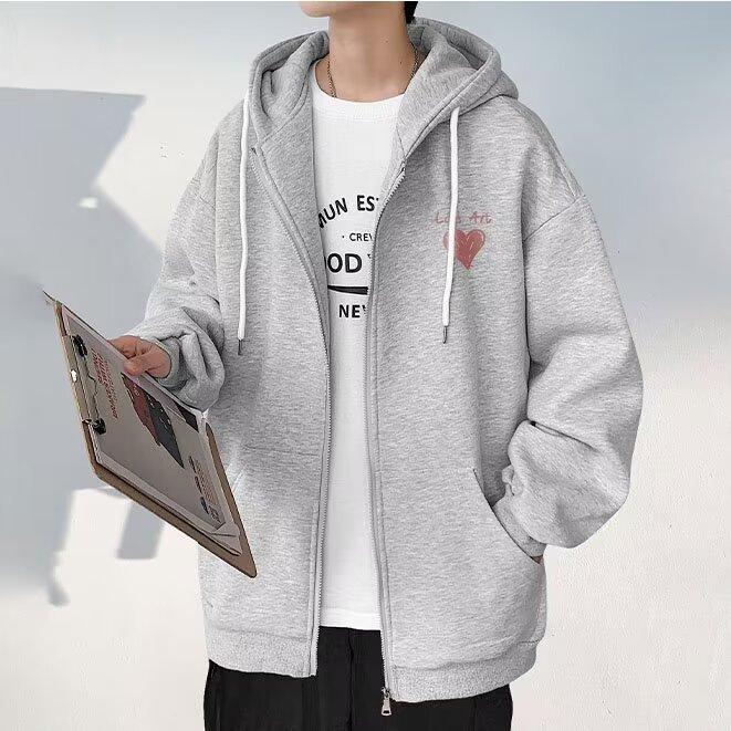 American trendy brand men's jacket spring and autumn 2025 new sports hooded cardigan sweater boys clothes jacket