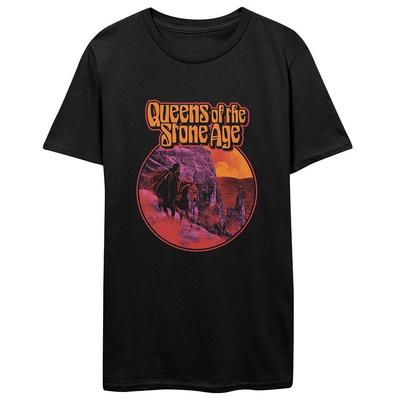 Queens of The Stone Age Desert Rider Print Cotton TShirt Vintage Psychedelic Stoner Rock Streetwear Unisex Crew Neck