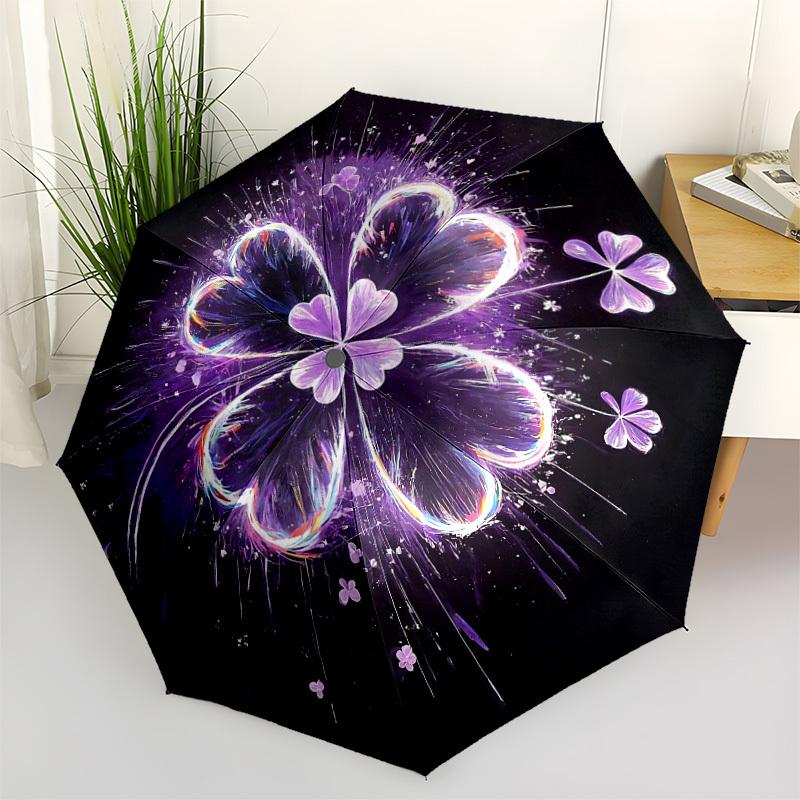 1pc Floral Mandala Automatic Folding Umbrella - Compact 8-Rib Design, Durable Plastic & Iron, Lightweight for Outdoor Daily Use