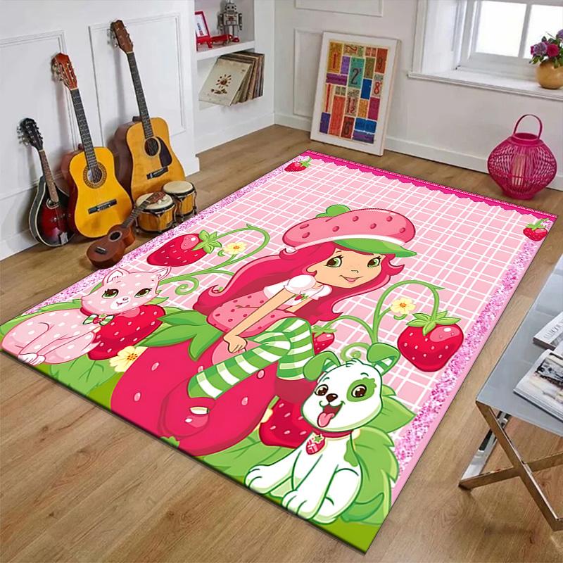1pc Princess Strawberry (13) Design Printed Area Rug Carpet for Bedroom Living Room Home Decor Rugs Mat Non Slip Mat Rug for Bedside