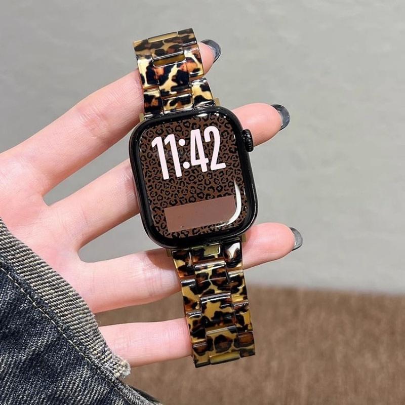 

New Stylish Resin Leopard Print Strap For Apple Watch Ultra 49mm Cute Band For iWatch Series11/10/9/8/SE 42mm 46mm 45mm 40mm 41mm 44mm Women Bracelet Series11/10 46mm