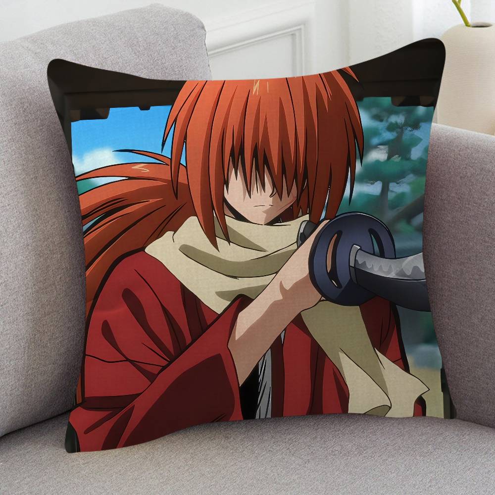 Anime Rurouni Kenshin Cartoon Series Square Pillowcase Soft Waist Sofa Cushion Cover Bedroom Room Pillowcase