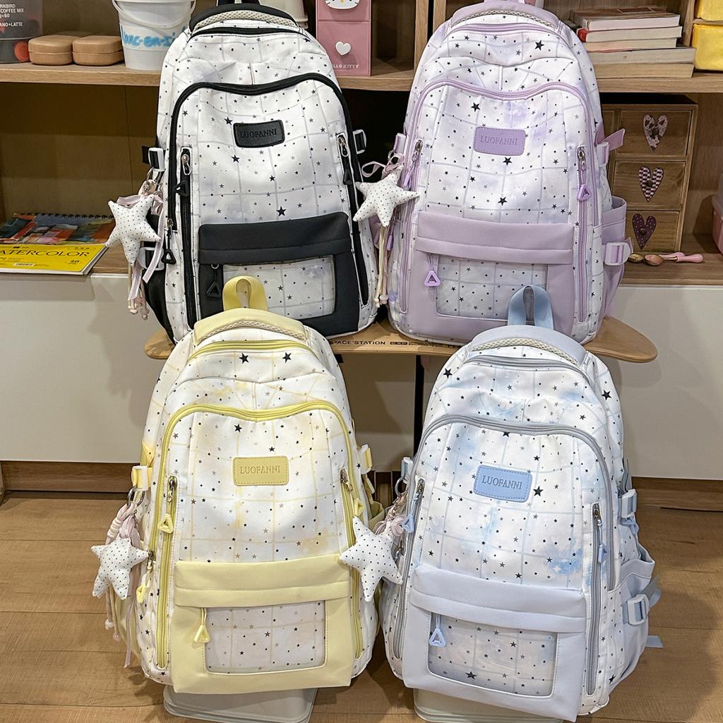 Schoolbag1011 Summer Star Pattern Backpack Female Elementary School Bag Large Capacity Lightweight Middle School Student Fashion Backpack