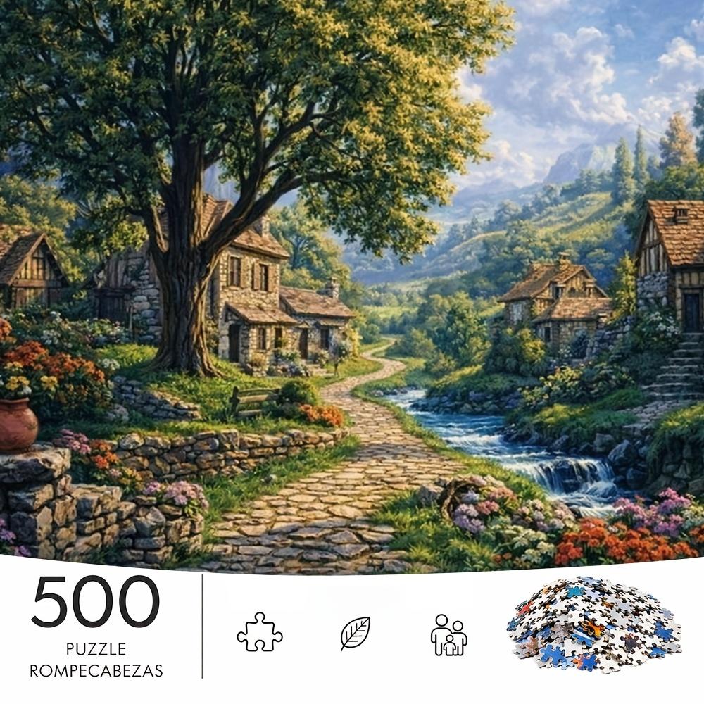500pcs/Puzzle Game for Endurance And Logic Training - Exquisite Puzzle - (Streamside Stone Path Winding Through The Countryside) Suitable for Living R