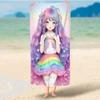 Cartoon Anime Girl Beach Towel Microfiber Quick Dry Absorbent Bath Towel for Kids Adults Swimming Yoga Travel