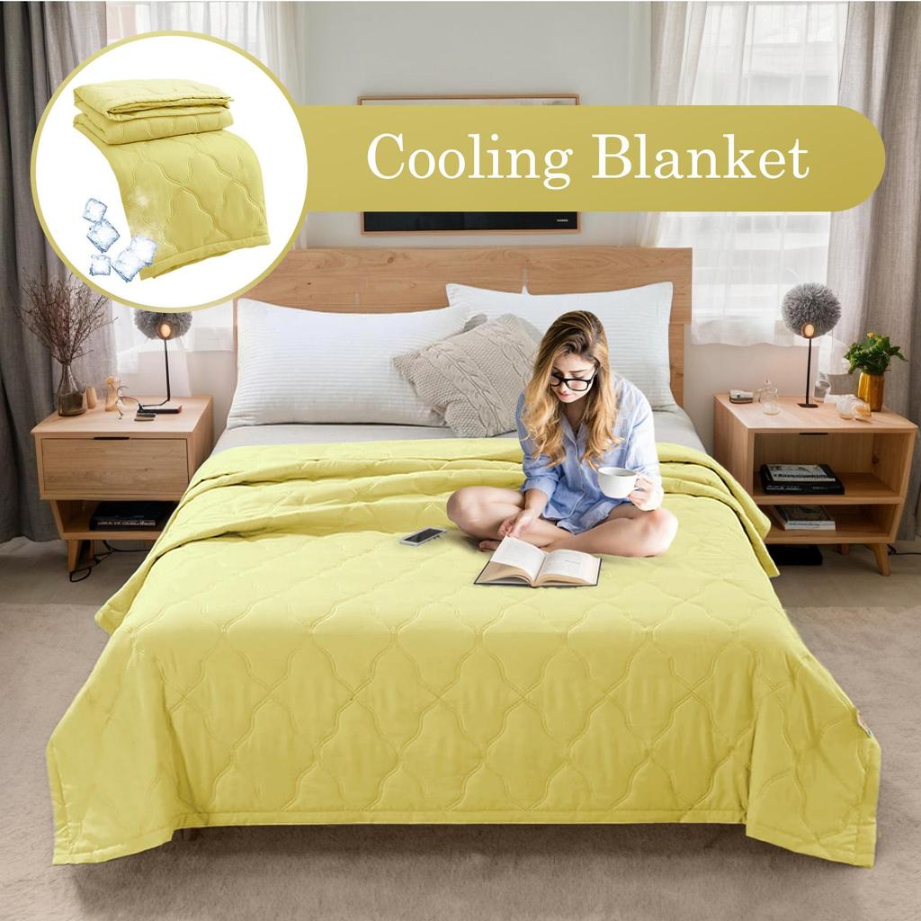 Kühlende Decke fürs Bett, seidige Klimadecke, leichte gekühlte Sommerdecke mit doppelseitigem kaltem und kühlendem Stoff