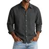Buttondown Mens Casual Color Loose Collar Faux Pocket Longsleeved Shirt