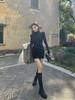 Autumn/Winter Slim Long Sleeve Half Turtleneck Dress - Pure Desire Short Skirt