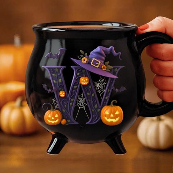 Yousheng 12oz Witch Cauldron Mug Personalized Halloween Coffee Mug Ceramic Witches Brew Tea Cup Halloween Birthday Gift for Women Besties Family