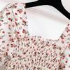 Mode Bloemenprint Chiffon Jurk voor Dames Zomer Herfst Casual Korte Mouw Elastische Taille A-lijn Midi Jurk