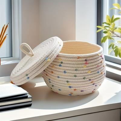 Weihnachts-Haushaltshelfer, Handgefertigte gewebte Aufbewahrungskörbe mit Deckel, Zur Beruhigung unordentlicher Weihnachtsecken, Geschenkboxen zur Organisation von Geschenken/dekorativ