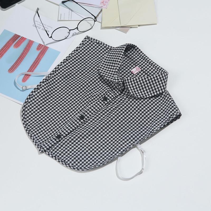 White Women's Stand Fake Collar Blouse Black Detachable Lapel Turtleneck Top Half Shirt Faux Col Tie Detail