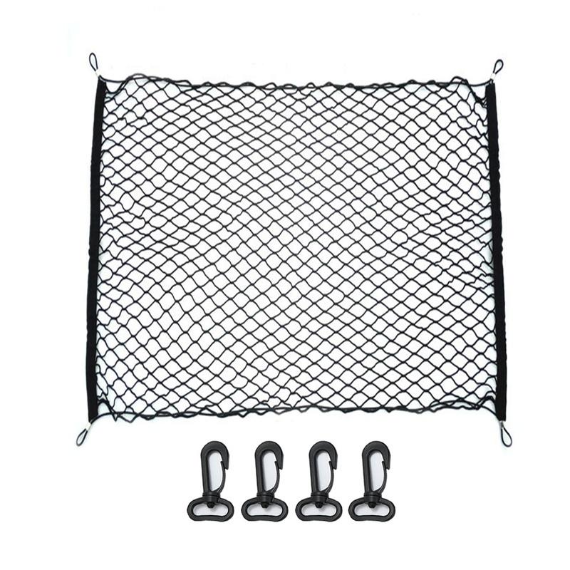 Universal 100x100cm Car Rear Trunk Net with 4 Hooks Elastic Luggage Net Cargo Organizer Storage Nylon Mesh Net Car Interior Mesh