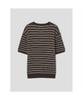 8SECONDS Washable Striped Henley Neck Pullover Brown