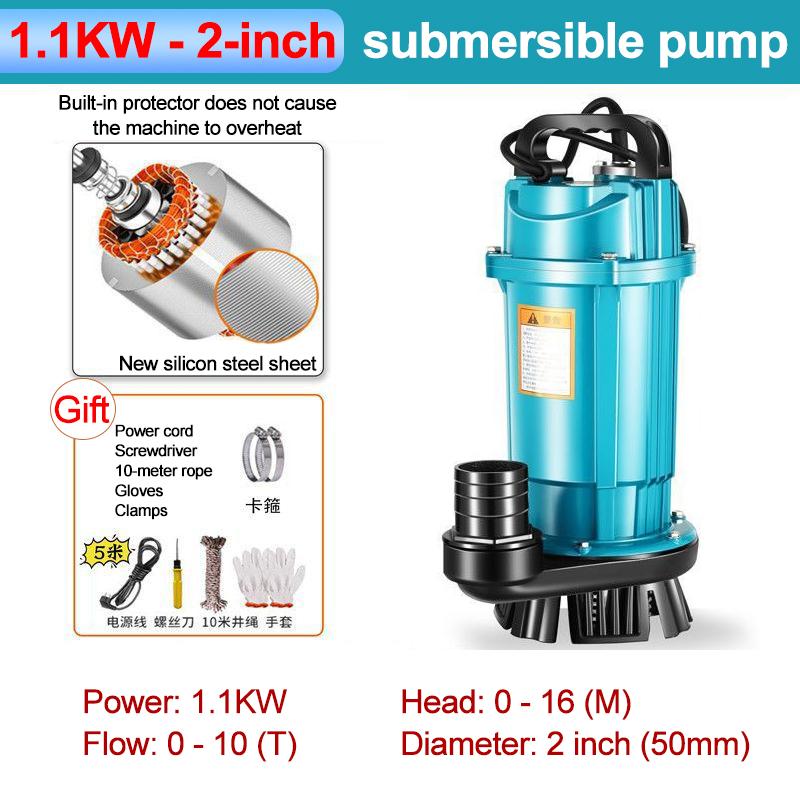 370W-1100W Submersible Pump, Agricultural Irrigation High-flow Water Pump,suitable for Garden,farm,swimming Pool Water Pumping