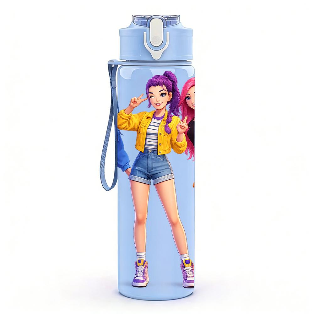 1 ud. Vibrante Brillante Banda de Chicas Kpop Busto 750ml Botella de Agua de Plástico de Color Tapa con Pitorro abatible a Prueba de Fugas Para Deportes Oficina Uso en Casa