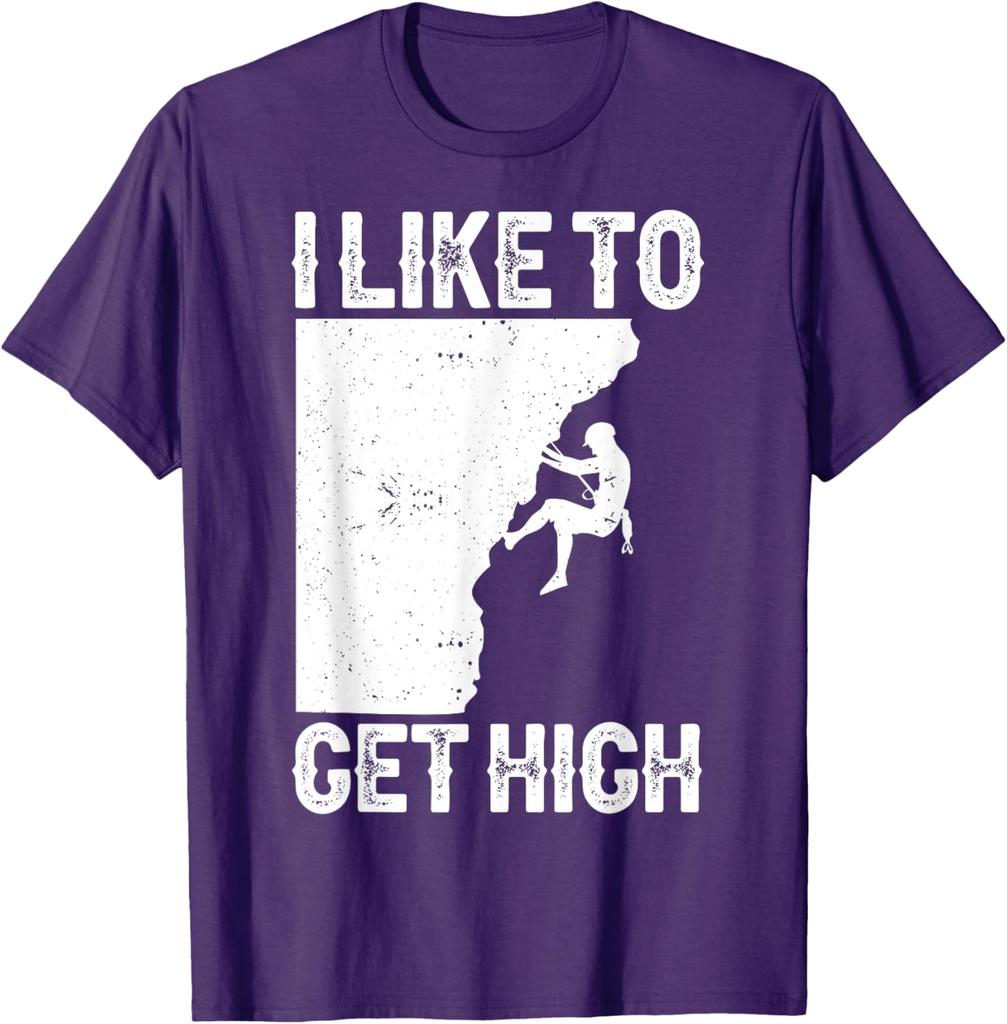 I Like To Get High Rock Climbing Graphic TShirt Men Women Cotton Sport Tee