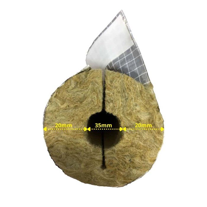 Insulation Heating Pipe Rock Wool ALU 35x20mm 1m