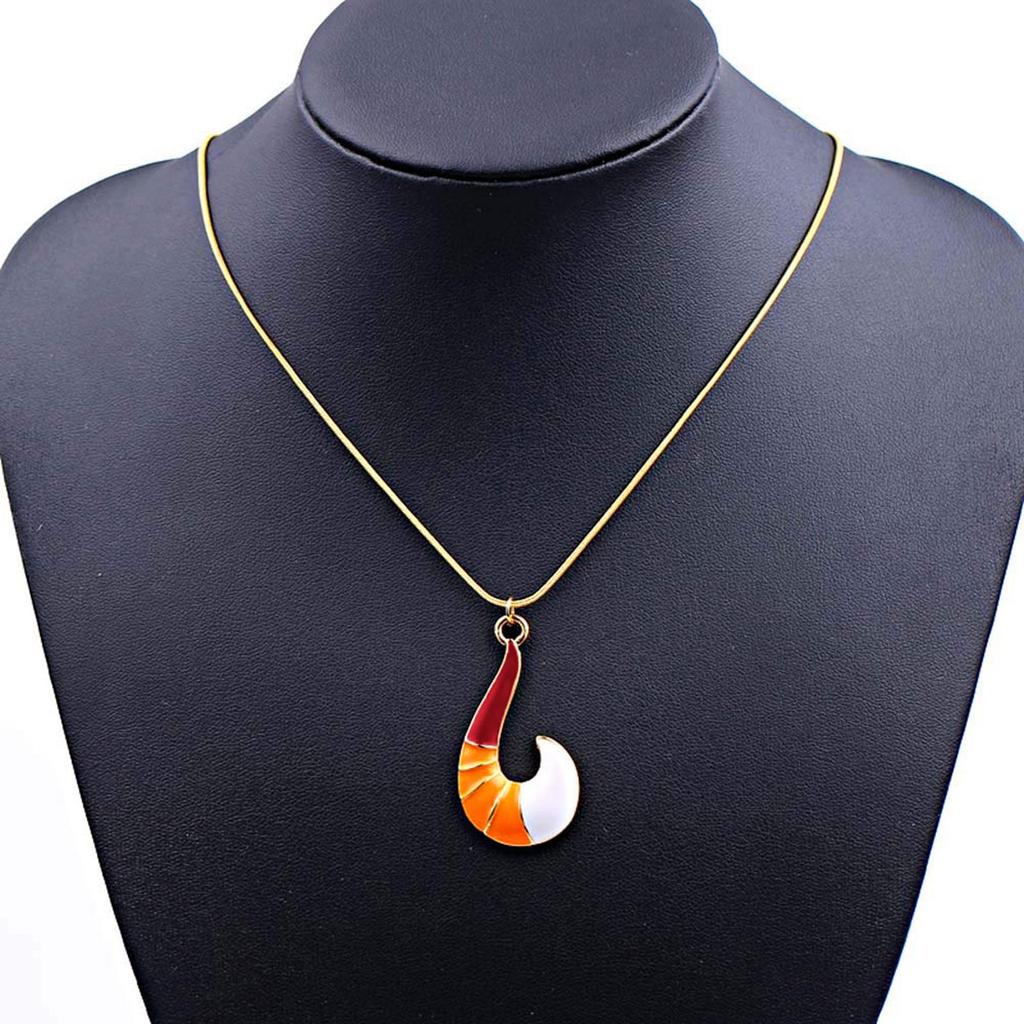 Goldene Halskette mit Fischhaken, niedliche Form, Katzenschwanz mit Glöckchen-Anhänger, Damen-Halsketten