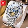 OLEVS 6670 Men Watch Luxury Skeleton Flywheel Watch Brand Original Waterproof Luminous Moon Phase Men Automatic Mechanical Watch