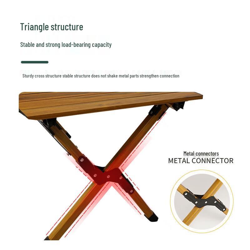 YouTuozhe Aluminum Wood Grain Egg Roll Folding Table