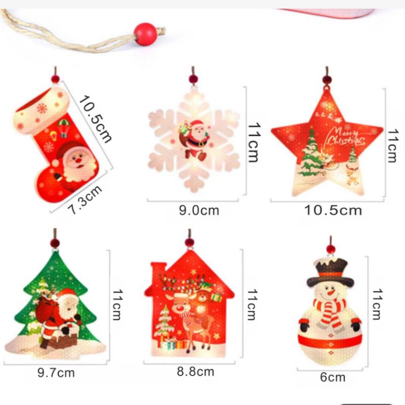 Christmas Decoration Pendant Lights Xmas Tree Hanging Pendants Snow Santa Snowman Ornament LED Light Year String Light