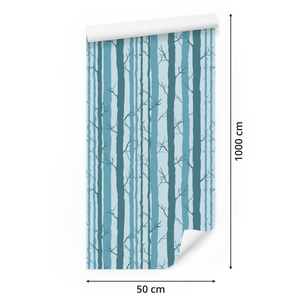Wallpaper Trees in a Turquoise Forest for Living Room and Bedroom 50x1000