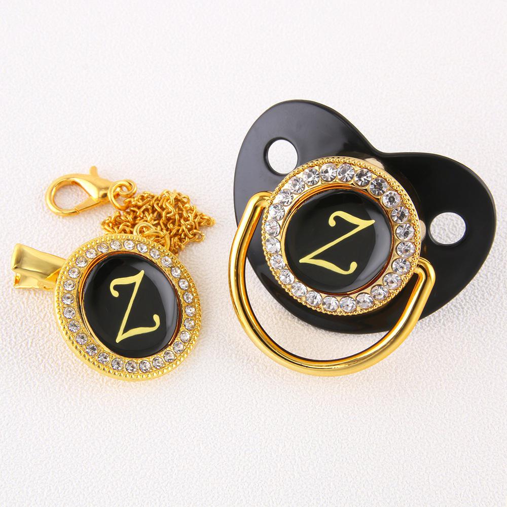 Cross-Border Baby Black 26-Letter Soothing Pacifier
