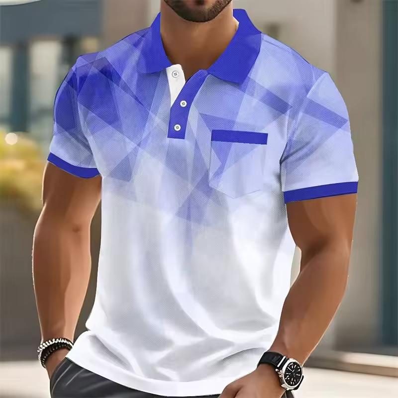 Men's Polo Shirt Golf Shirt Color Blocked Landscape Pattern Printed Geometric Outdoor Fashion Short Sleeve Casual