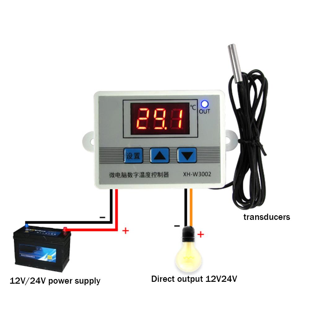 Digital LED Microcomputer Temperature Controller 12V 24V 110-220V Thermostat Sensor Heating Cooling Thermostat