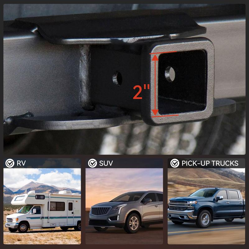 For Ford Toyota Jeep Nissan Chevrolet Ram Dodge 2'' Inch Safety Reflector Trailer Hitch Cover Tube Cap Plug Red for Receiver