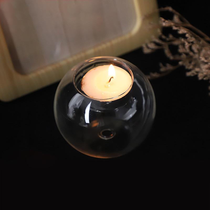Round Glass Candle Holder Transparent Candlestick European Style Glass Wax Holder Wedding Dinner Table Decor Party Supply