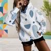 Women Plus Size Abstract Geometric Printed Long Sleeve Drawstring Hood Kangaroo Pocket Pullover Hoodie
