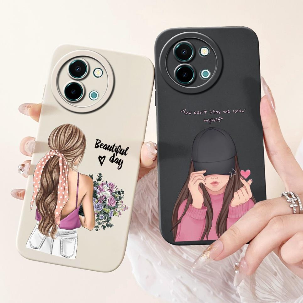 For Vivo Y38 Y58 T3x Y200i Y200t Back Cover Flower Butterfly Women Girly Fashion Phone Case For Vivo V2355 V2388 Liquid Silicone