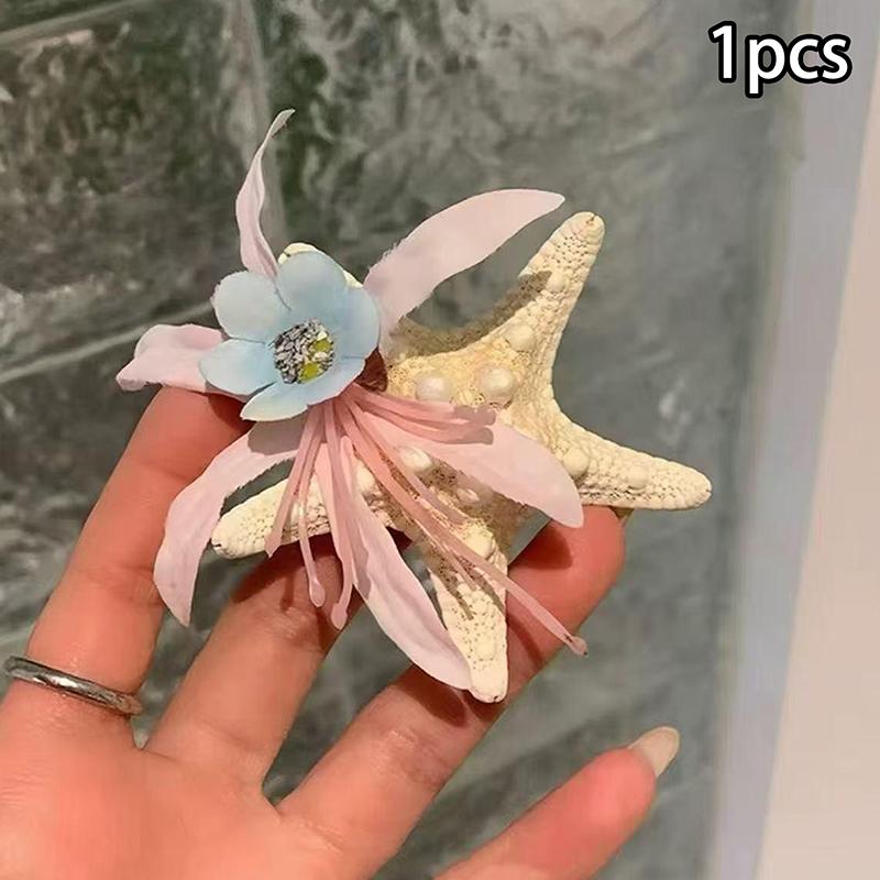 Y2K Blue Starfish Hairpin Summer Beach Vacation Hair Clip  Sweet Bangs Clip Girls Women Hair Accessories