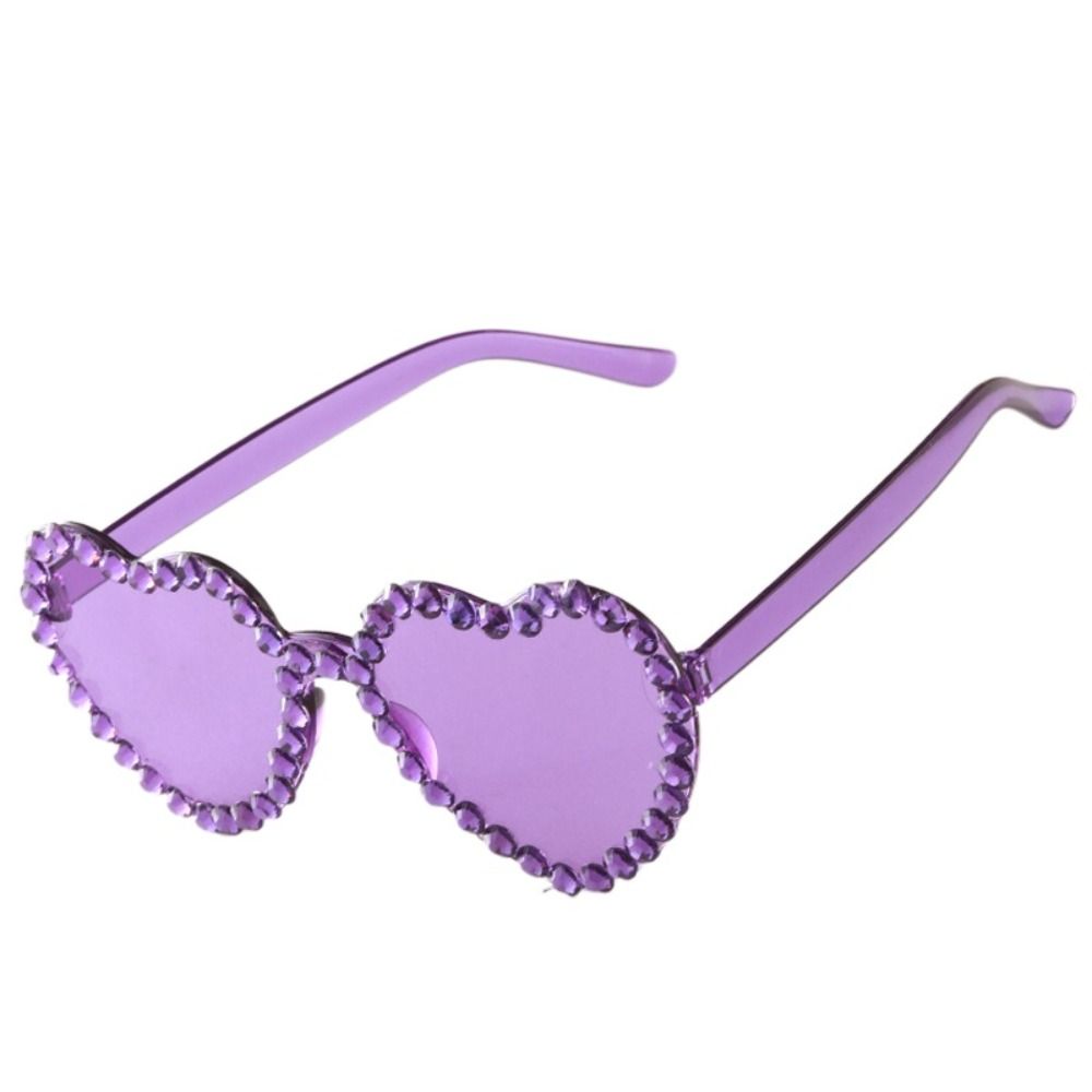Heart-shaped Frame Fashion Rhinestone Sunglasses Outdoor Travel Party Sunglasses Sun-Protective Black Shades Glasses