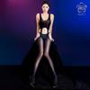 Ultra-Thin 5D Glossy One-Piece Sexy Backless Shiny Smooth Women's Four-Sided Hollow Crotchless Pantyhose Tights