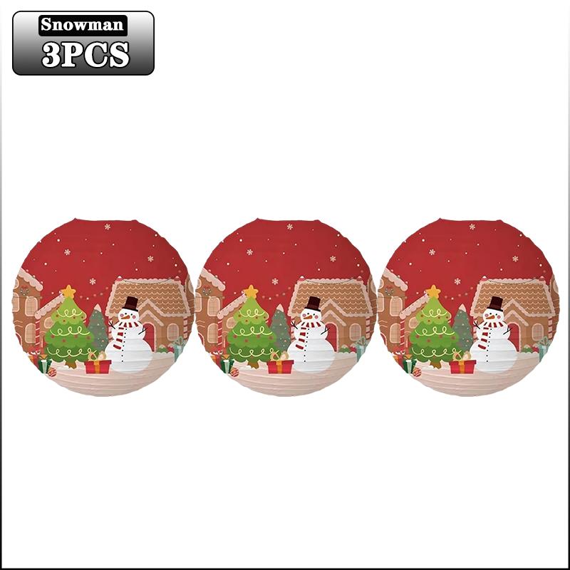 1-20PCS Christmas Paper Lanterns Santa Snowman Reindeer Hanging Lanterns for Xmas Party Decorations Holiday Home Decor Gifts