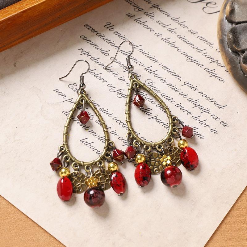 Vintage Exotic Style Fringed Earrings, Long Niche Design Earrings, Bohemian Earrings for Women