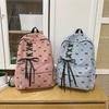 Large Capacity Corduroy Bow Backpack Lightweight Adjustable Strap Double Shoulder Bag Korean Style Travel Backpack Students