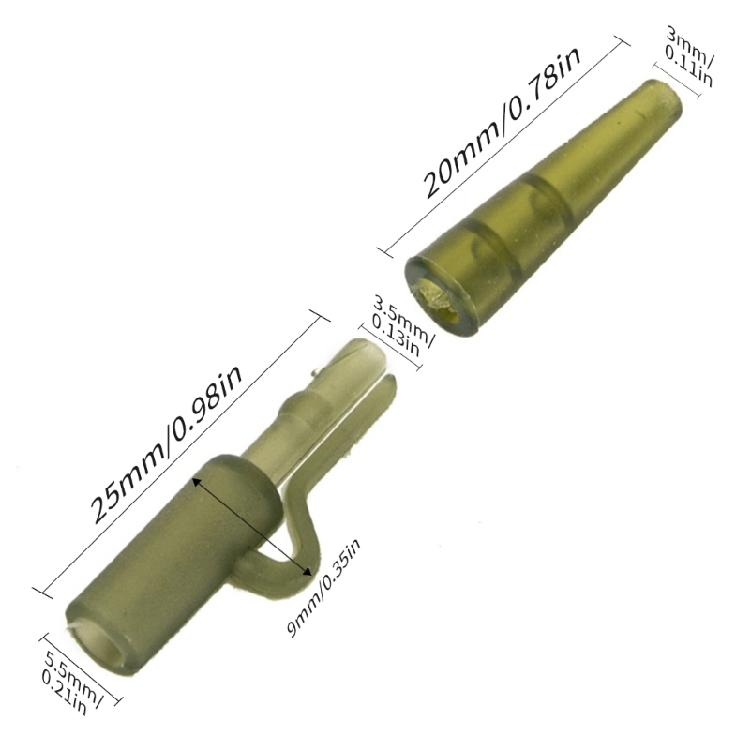 50 Set Fishing Sleeve Clip Tail Rubber Tube Clips Fixing Line Connector Sleeve Fishing Terminals Tackle Leads Clips