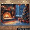 1Pcs Retro Christmas Fireplace Snow Scene Decoration Background Winter Backdrop For Photo Studio Photo Booth Party