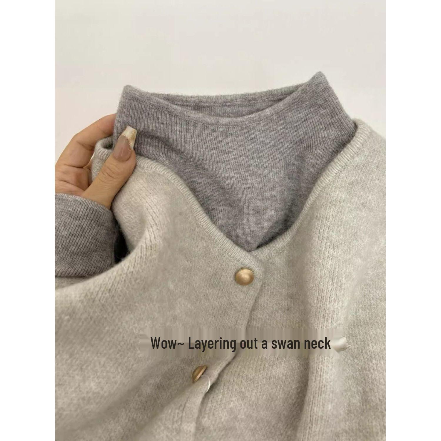 

Women s European-Style Semi-High Neck Long Sleeve Solid Color Knitted Sweater for Autumn/Winter One Size