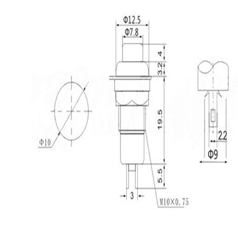 6pcs DS-211 DS-213 Push Button Switch 10mm Momentary / Self Locking Round Button Switch DS211 DS213 Miniature