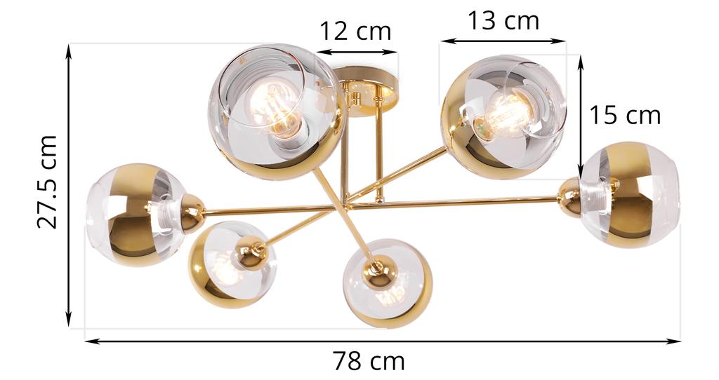 Asturia Gold Ceiling Lamp 6-Flat Golden Lampshade E27