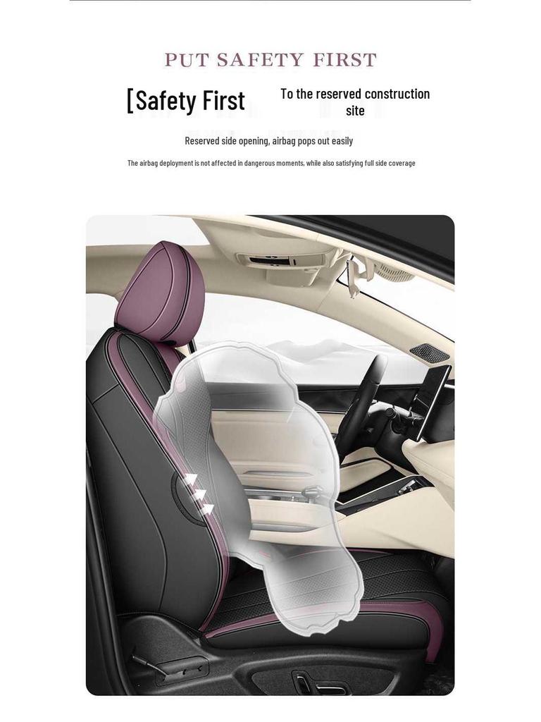 Oddychające, zakrywające całe siedzenie pokrowce na foteliki samochodowe do BYD Qin L, odpowiednie na wszystkie pory roku. Poduszka Qin L D-MI.
